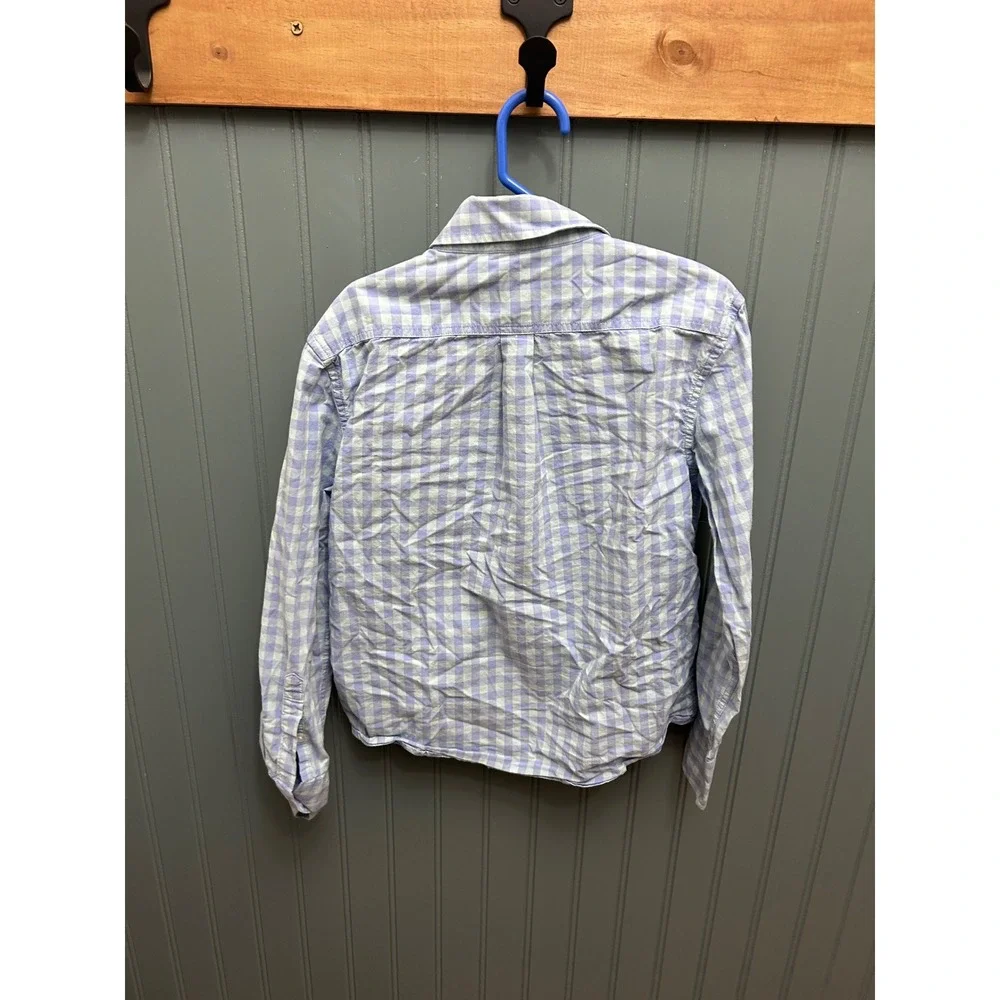 Johnnie-O Boys Blue Green Gingham Long Sleeve Button Down Shirt Size 8
